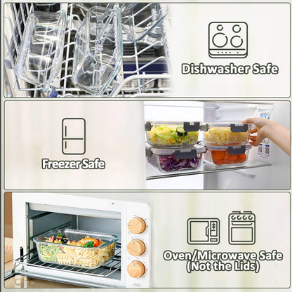 [10-Pack] MCIRCO Glass Meal Prep Containers With Lids, Food Storage With Snap Locking Lids, Airtight Lunch Boxes, Microwave, Oven, Freezer and Dishwasher Safe 🍁 All In One Marketplace Canada