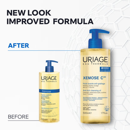 Uriage Xémose Cleansing Soothing Oil - Face & Body Cleanser & Shower Gel - Long-Lasting Comfort For Dry, Sensitive Skin Prone to Atopic Eczema - Soap-free, Fragrance-free For Your Whole Family - 500ml 🍁 All In One Marketplace Canada