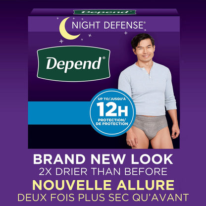 Depend Night Defense Adult Incontinence Underwear for Men, Disposable, Overnight, Small/Medium, Grey, 64 Count 🍁 All In One Marketplace Canada