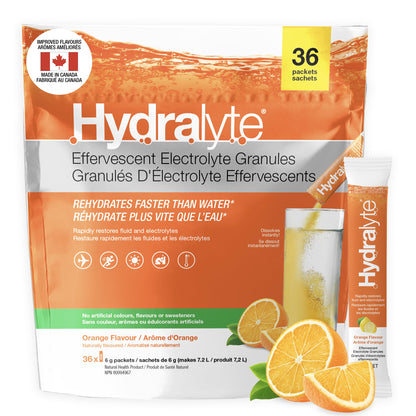 HydraLyte Electrolyte Powder, Low Sugar Electrolyte Packets Designed for Rapid Hydration, Safe Hydration for All Ages - Made with All Natural Ingredients, 36 Servings, Orange Flavour 🍁 All In One Marketplace Canada
