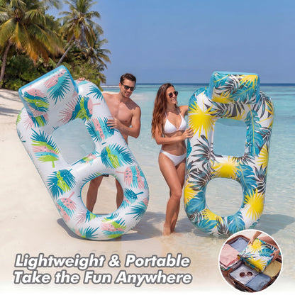 cngg v Pool Floaties for Adults,Inflatable Float Heavy Duty, Backrest & Footrest Pool Float Pool Rafts for Adults Beach Lake Party 2 Pack 🍁 All In One Marketplace Canada