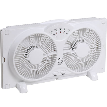 Genesis Twin Fan High Velocity Reversible AirFlow Fan, LED Indicator Lights Adjustable Thermostat & Max Cool Technology, ETL Certified, White (A1WINDOWFAN) 🍁 All In One Marketplace Canada