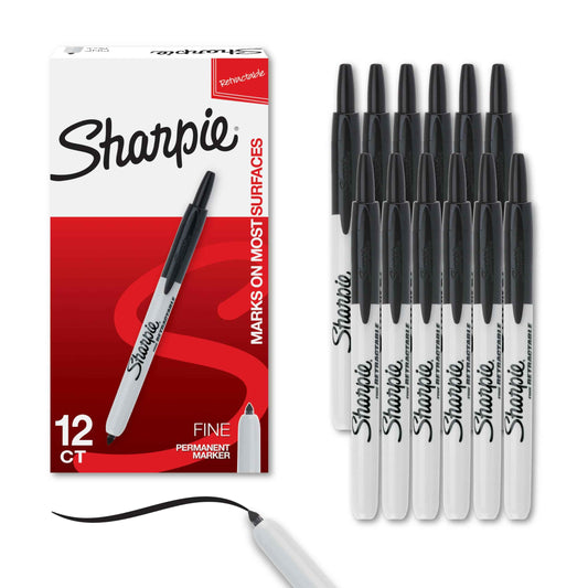Sharpie Retractable Permanent Markers, Fine Point, Black, 12 Count 🍁 All In One Marketplace Canada