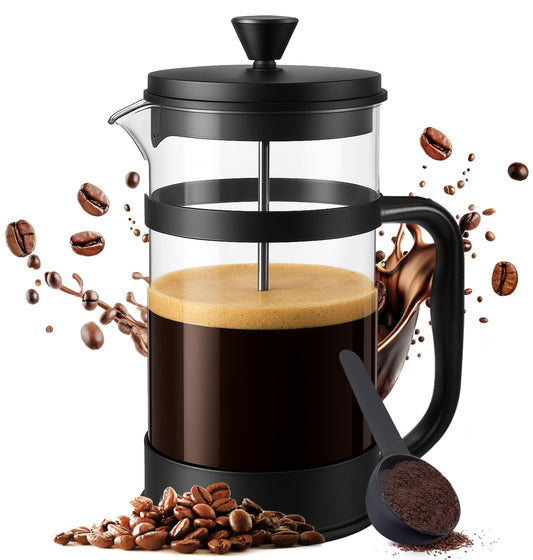 KICHLY - 34 Ounce French Press Espresso and Tea Maker with Triple Filters, Stainless Steel Plunger and Heat Resistant Borosilicate Glass, Black 🍁 All In One Marketplace Canada