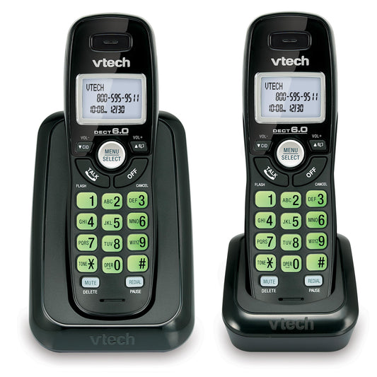 Vtech Dect 6.0 2-Handset Cordless Phone System with Caller ID, Backlit Keypad and Screen(CS6114-21), Black 🍁 All In One Marketplace Canada