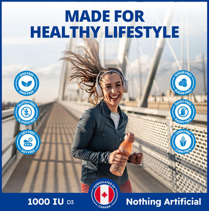 CanPrev D3 & K2 Vitamins 120 Softgels, 120-Day Supply, 1000IU Vitamin D3 & 120mcg K2, Supports Strong Bones, Teeth & Heart Wellness, Easy-to-Absorb with Organic Coconut Oil, No GMO, Gluten, Soy, Dairy 🍁 All In One Marketplace Canada