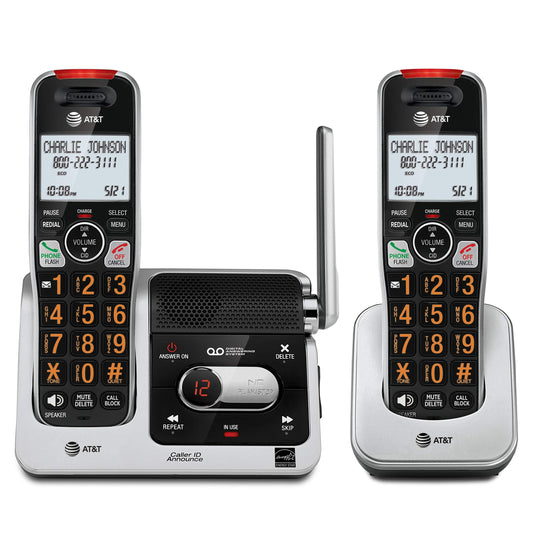 AT&T BL102-2 DECT 6.0 2-Handset Cordless Phone for Home with Answering Machine, Call Blocking, Caller ID Announcer, Audio Assist, Intercom, and Unsurpassed Range, Silver/Black 🍁 All In One Marketplace Canada