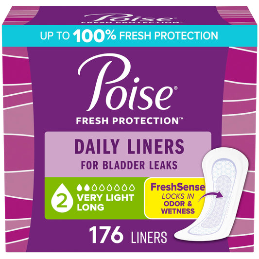 Poise Daily Postpartum Incontinence Panty Liners, Very Light Absorbency, Long, 176 Count (4 Packs of 44) 🍁 All In One Marketplace Canada
