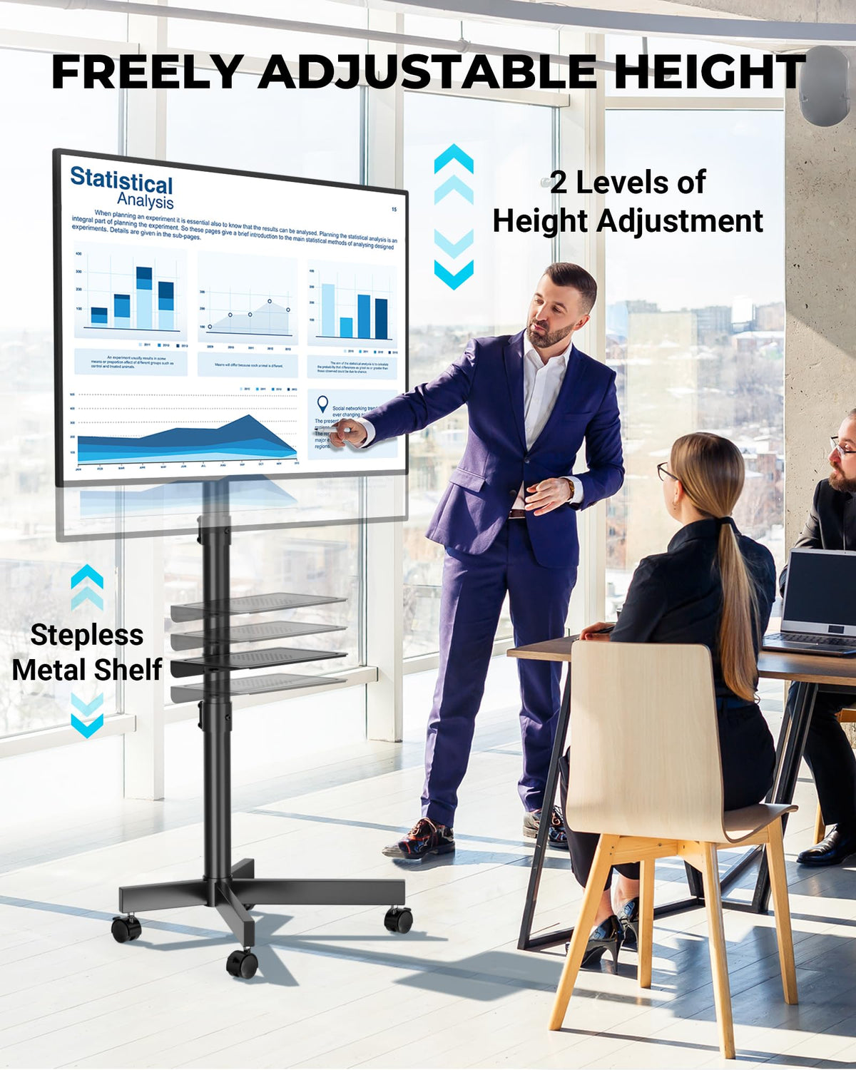 BONTEC Mobile TV Stand with Tilt Function, Rolling TV Cart for 23-60" LED, LCD, OLED TVs, Holds up to 88lbs, Max VESA 400x400mm, Adjustable Media Shelf, TV Stand for Living Room, Bedroom, Office 🍁 All In One Marketplace Canada