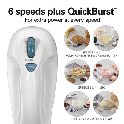 Hamilton Beach 6-Speed Electric Hand Mixer for Baking, 250W, QuickBurst, Snap-On Storage Case, Traditional Beaters & Whisk, White (62682G) 🍁 All In One Marketplace Canada
