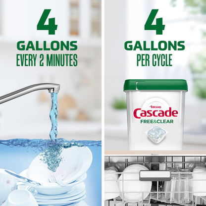 Cascade Free & Clear Dishwasher Detergent Pods, Dish Detergent Soap, 0% Added Perfume, Chlorine Beach & Dye, Unscented, 51 Count 🍁 All In One Marketplace Canada