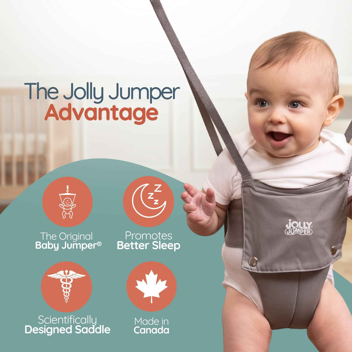 Jolly Jumper CLASSIC (Black) with Stand - ORIGINAL Baby Jumper, Indoor and Outdoor Exercise Saddle Seat, Adjustable Height, for Infants up to 28lbs 🍁 All In One Marketplace Canada