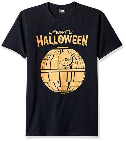 STAR WARS Licensed Halloween Happy Death Star Men's Tee, Black, Medium
