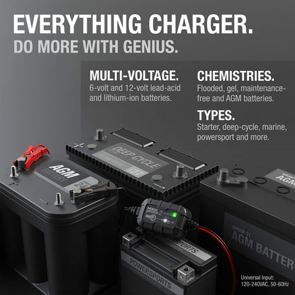 NOCO GENIUS2: 2A 6V/12V Smart Battery Charger – Automatic Maintainer, Trickle Charger & Desulfator with Overcharge Protection & Temperature Compensation – for Lead-Acid & Lithium Batteries 🍁 All In One Marketplace Canada