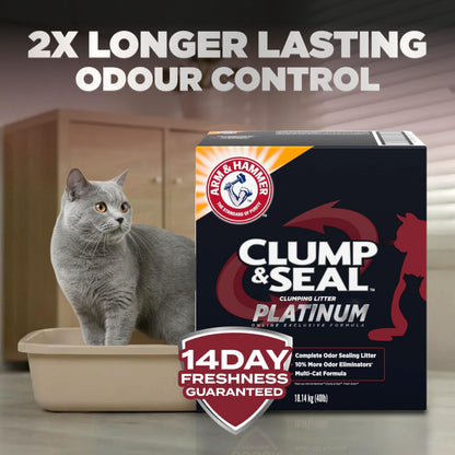 ARM & HAMMER Platinum Cat Litter, Clump & Seal, EXTRA STRENGTH Complete Odour Sealing with 14 Days of Odour Control, Multi-Cat, Hard Clumping Clay, 99.99% Dust Free, 18.14kg 🍁 All In One Marketplace Canada