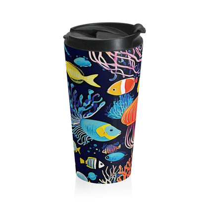 Ocean Jellyfish Travel Mug — Colorful Underwater Stainless Steel Tumbler