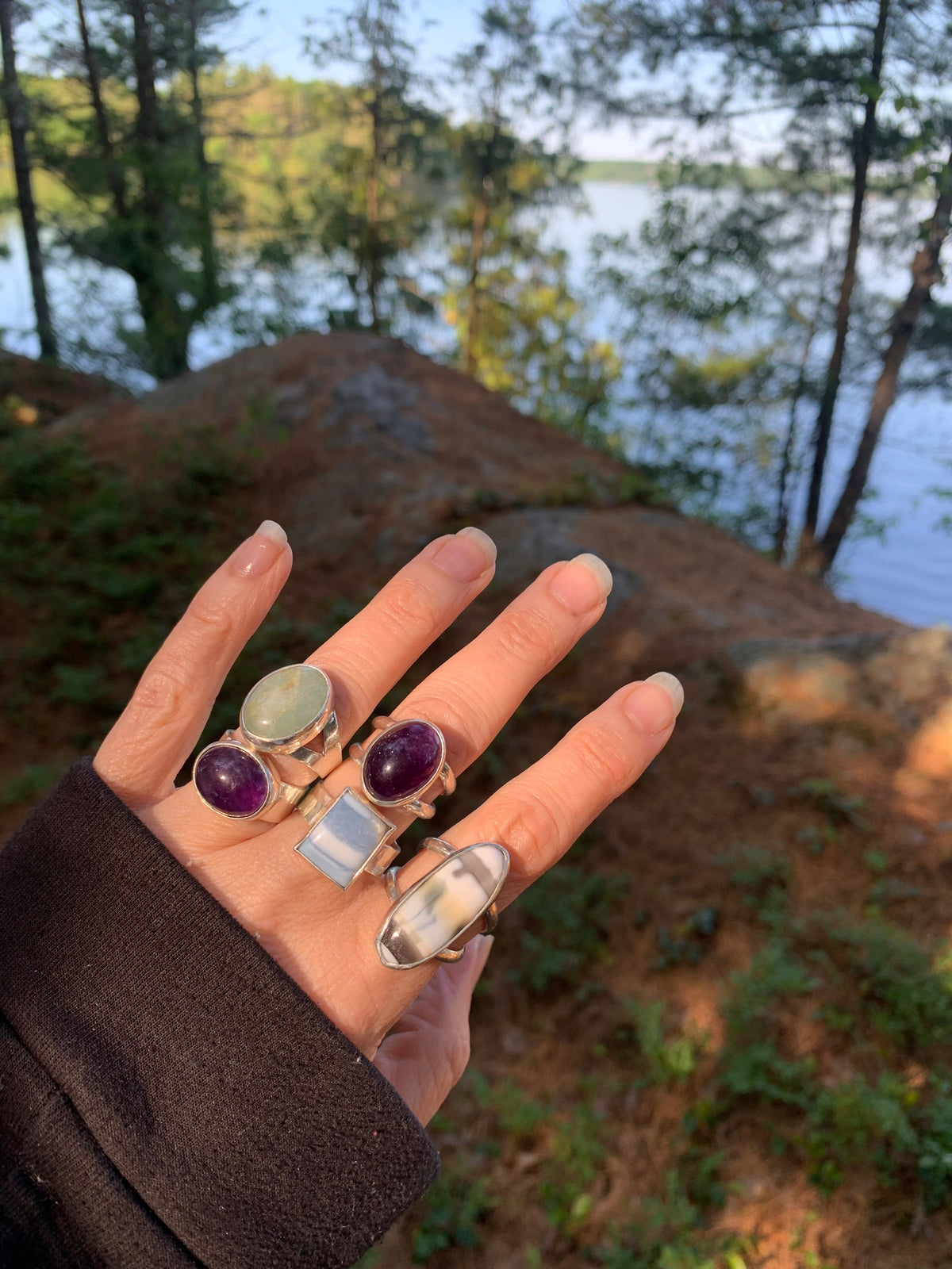 Selene’s Haze Ring – One-of-a-Kind Blue Opal in Sterling Silver