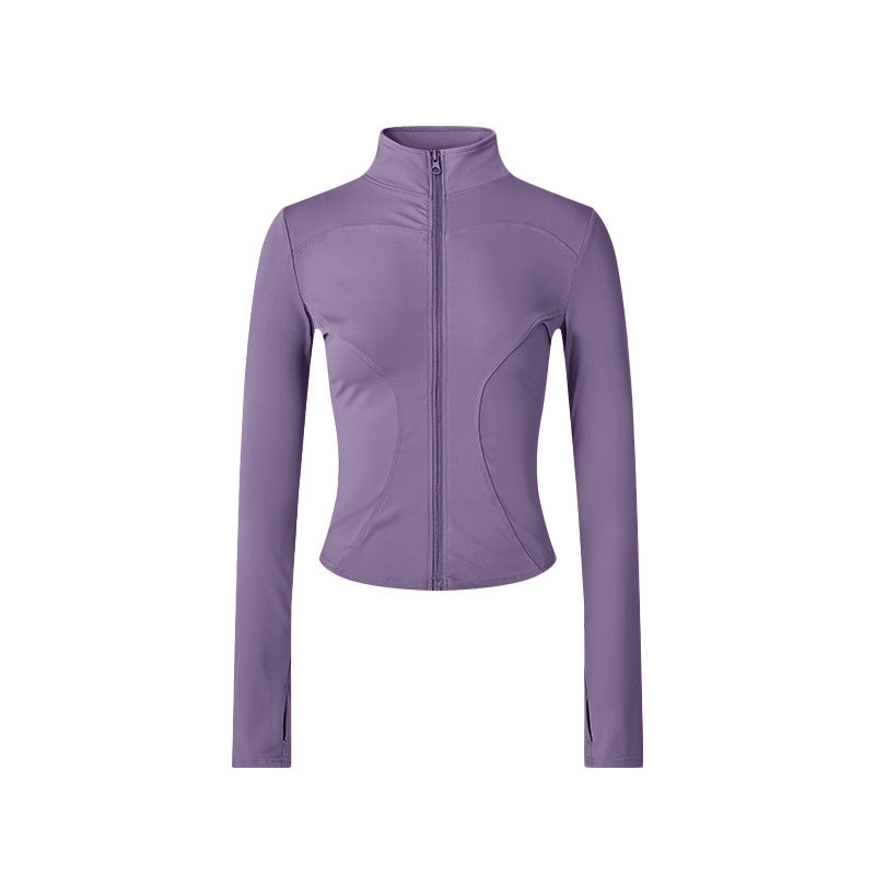 Women’s Long-Sleeve Zip-Up Workout Jacket – Tight-Fit Yoga & Fitness Top