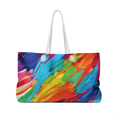 Abstract Rainbow Paint Swirl Weekender Bag | Colorful Travel Tote | Mom Carryon