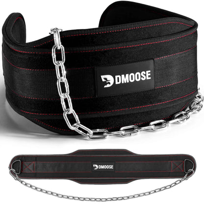 DMoose Dip Belt for Weightlifting, Weight Belt with Chain for Pullup, Gym Lifting Belt for Powerlifting, Squat, Bodybuilding, Heavy Duty Steel, Workout Belt with Comfortable Neoprene Support 🍁 All In One Marketplace Canada
