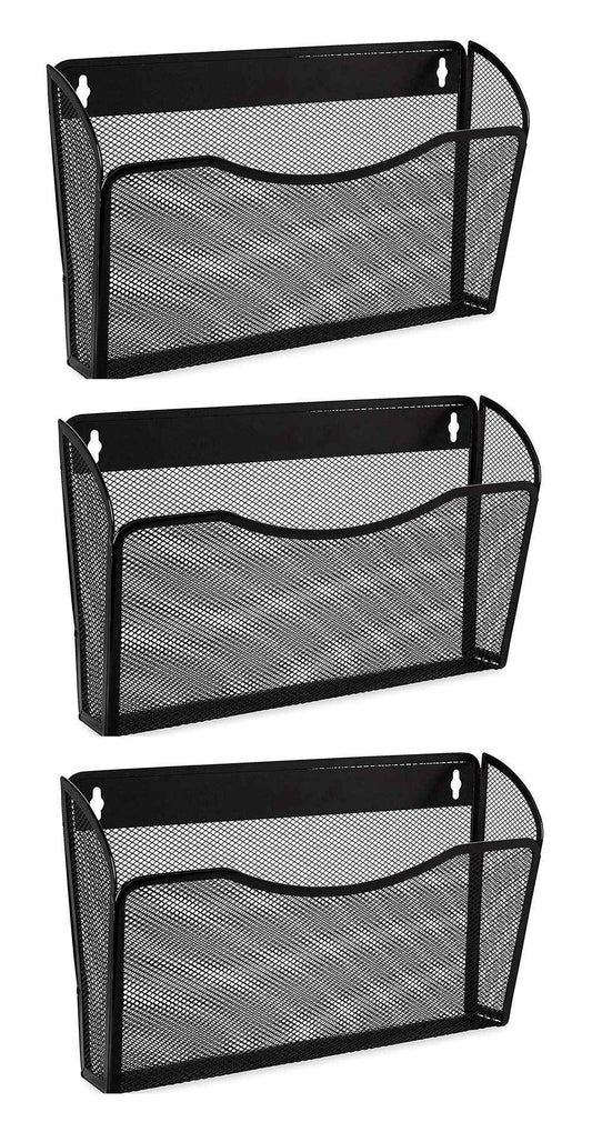 EASEPRES 3 Pack Mesh Wall Mounted File Holder Organizer Metal Hanging Vertical Paper Mails Rack Storage Wire Single Document Filling Holder Pocket for Office and Home, Black 🍁 All In One Marketplace Canada