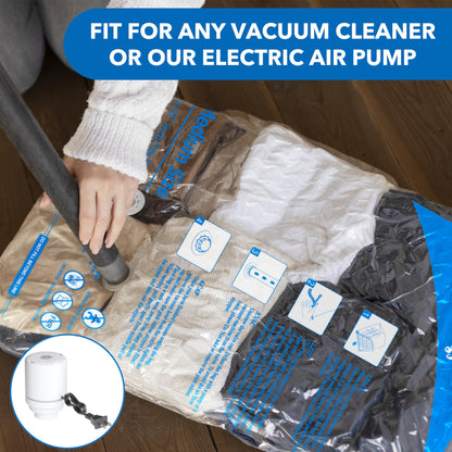 24 Pack Vacuum Storage Bags with Electric Pump (5 Jumbo/5 Large/5 Medium/5 Small/4 Roll), Plastic Packaging Bags,Space Saver Sealer Bags for Clothes, Pillows, Comforters, Blankets, Bedding 🍁 All In One Marketplace Canada