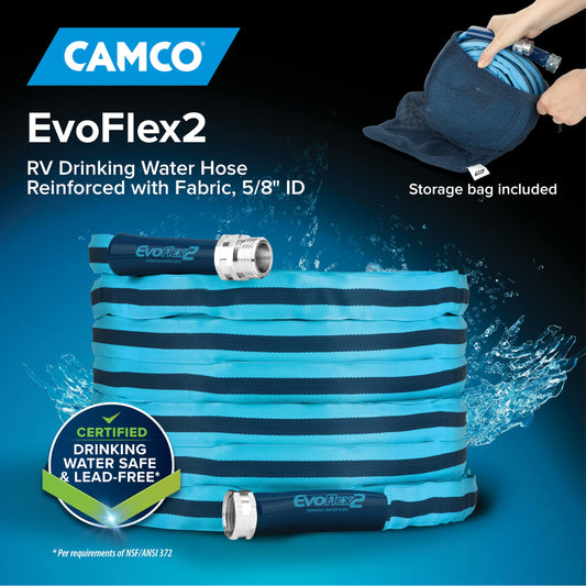 Camco EvoFlex2 50-ft Drinking Water Hose - RV Drinking Water Hose Reinforced with Fabric & Ultra Lightweight - Contains No Lead, No BPA & No Phthalate - Abrasion Resistant (22579) 🍁 All In One Marketplace Canada