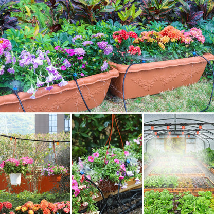 MIXC 101FT Drip Irrigation System, Easy to Setup Automatic Garden System with Anti-UV 1/4" & 1/2" Tubing - Water-Saving Adjustable Nozzles & Sprinklers for Patio, Greenhouse, Raised Bed, Potted Plants 🍁 All In One Marketplace Canada