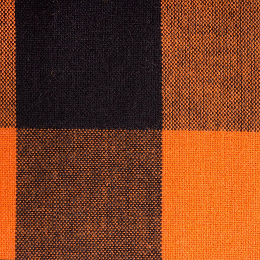 DII 100-Percent Cotton, Machine Washable, Dinner, Halloween Tablecloth 70" Round, Orange and Black Buffalo Check, Seats 4 People