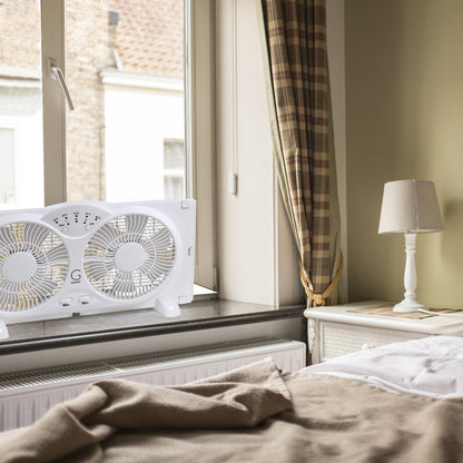 Genesis Twin Fan High Velocity Reversible AirFlow Fan, LED Indicator Lights Adjustable Thermostat & Max Cool Technology, ETL Certified, White (A1WINDOWFAN) 🍁 All In One Marketplace Canada