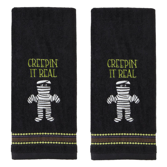 SKL Home Halloween Creepin' Real Glow-in-The-Dark Hand Towel Set for Bath/Kitchen/Bar & Gift, 2 Count