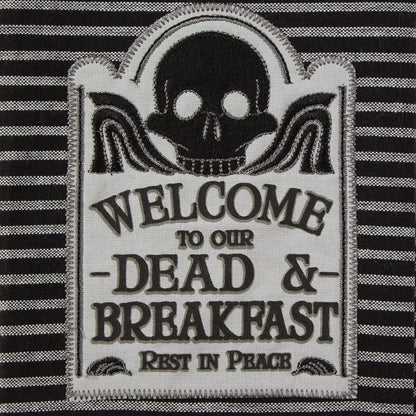 DII Happy Halloween Dishtowel Collection Embellished Cotton Kitchen Hand Towel Set, 18x28, Skull Damask/Haunted House, 3 Count