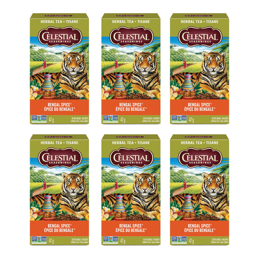 Celestial Seasonings Bengal Spice Herbal Tea, Caffeine Free, 20 Tea Bags Box, 6-Pack 🍁 All In One Marketplace Canada