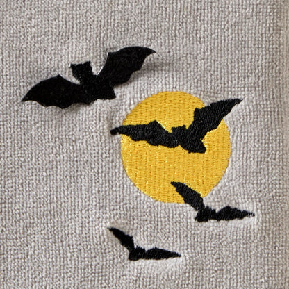SKL Home Halloween Full Moon Flight 3D Hand Towel 2pc Set for Bath/Kitchen/Bar & Gift, Gray