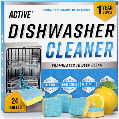 Dishwasher Cleaner And Deodorizer Tablets - 24 Pack Deep Cleaning Descaler Pods Formulated To Clean Dish Washer Machine, Natural Limescale Remover, Hard Water, Calcium, Odor - 12 Month Supply 🍁 All In One Marketplace Canada