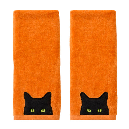 SKL Home Halloween Shadows Eyes Hand Towel Set-2pc, 100% Cotton, Orange