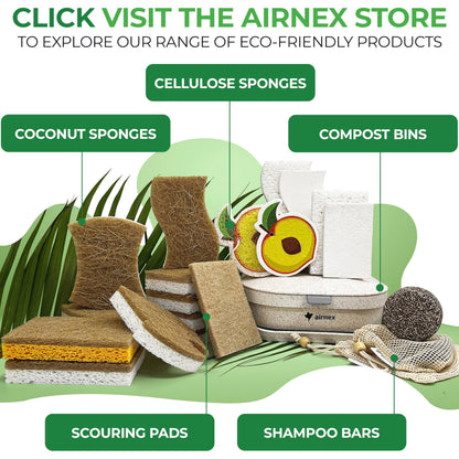 AIRNEX 12 Pack Natural Sponges for Dishes - Biodegradable Sponges for Kitchen - Plant Based Cellulose & Coconut Natural Dish Sponge - Non Toxic Eco Friendly Sponges, Non Scratch Kitchen Scrubber 🍁 All In One Marketplace Canada
