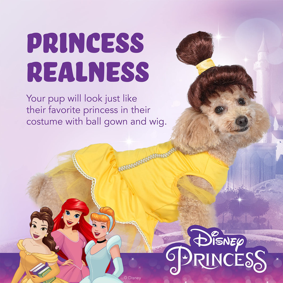Disney for Pets Halloween Disney Princess Belle Costume - Small -| Disney Princess Halloween Costumes for Dogs, Officially Licensed Disney Dog Halloween Costume, Yellow (FF22921)