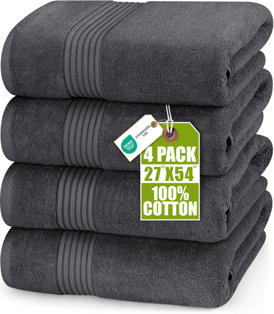 Utopia Towels Premium 100% Combed Ring Spun Cotton Bath Towels, Ultra Soft and Highly Absorbent, 27 by 54 inches, Large Bath Towels, 4 Pack, Grey 🍁 All In One Marketplace Canada