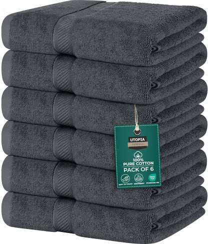 Utopia Towels 6 Medium Bath Towels, 24 by 48 Inches, 100% Cotton Towels for Pool, Spa, Gym, Quick Drying and Absorbent, Grey 🍁 All In One Marketplace Canada