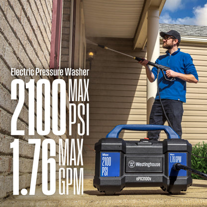 Westinghouse ePX3100v Electric Pressure Washer, 2100 Max PSI 1.76 Max GPM, Built-in Carry Handle, Detachable Foam Cannon, Pro-Style Steel Wand, 3-Nozzle Set, for Cars/Fences/Driveways/Home/Patios 🍁 All In One Marketplace Canada