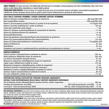Centrum Prenatal Multivitamins/Minerals with Folic Acid and DHA Multivitamins Supplement with Omega 3, 60 Prenatal Tablets & 60 DHA Softgels (120 Total Count) (Packaging May Vary) 🍁 All In One Marketplace Canada