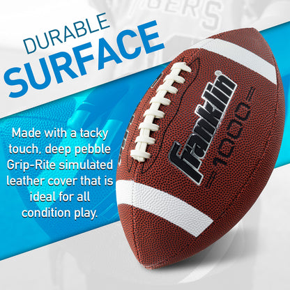 Franklin Sports Official Size Football - All-Weather 1000 Regulation Outdoor Football - Synthetic Leather Adult Size Football - Extra Grip Official Size Football - Brown + White 🍁 All In One Marketplace Canada