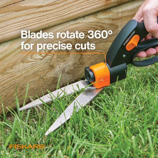 Fiskars Shear Ease Grass Shears - 5" Stainless Steel Blades - 360-Degree Swivel Blade Plant Cutting Scissors - Garden Shears and Grass Cutter 🍁 All In One Marketplace Canada