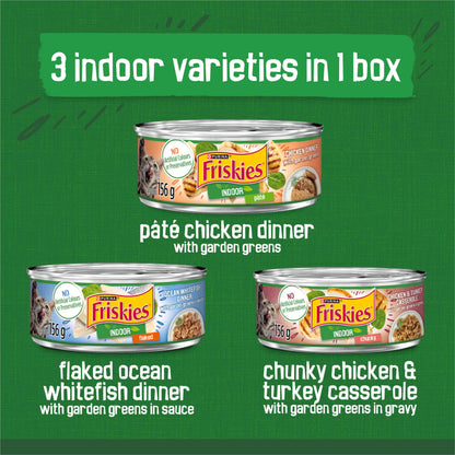 Friskies Indoor Wet Cat Food, Variety Pack 3 Flavours - 156 g Can (24 Pack) 🍁 All In One Marketplace Canada