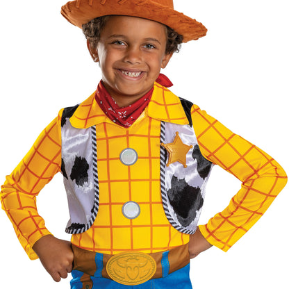 Disney Toy Story Deluxe Woody Costume, Official Boys Halloween Dress Up Outfit, Size (7-8)