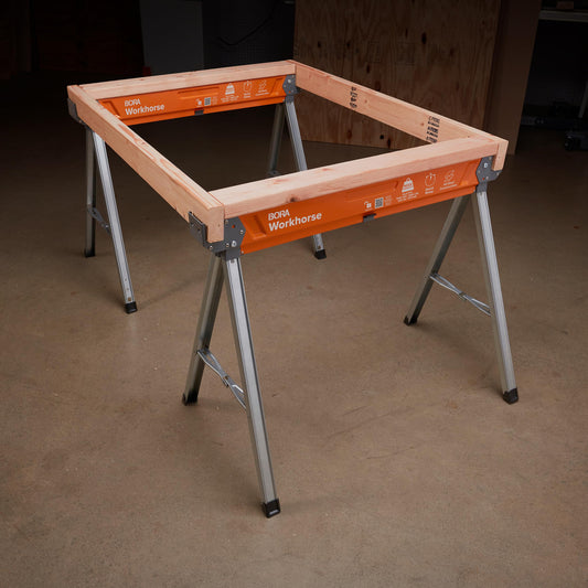 Bora Workhorse Saw Horses 2 Pack Folding Heavy Duty Legs, Metal Saw Horse with 2x4 Bracket Built in Bottle Opener Professional Saw Horse for Woodworking Carpenters Contractors PM-3350T 🍁 All In One Marketplace Canada
