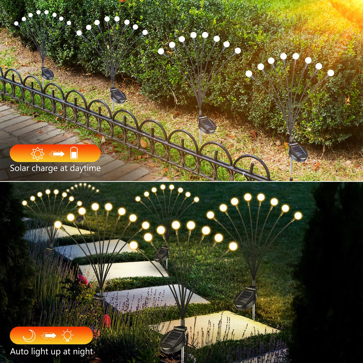 iBaycon 8 Pack Solar Firefly Lights Garden Pathway Outdoor Decor Warm White 🍁 All In One Marketplace Canada