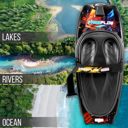 Water Sport Kneeboard with Hook for Kids & Adults, Kneeboard with Strap for Boating, Waterboarding, Kneeling Boogie Boarding, Knee Surfing, (SLKB20), Black/red 🍁 All In One Marketplace Canada