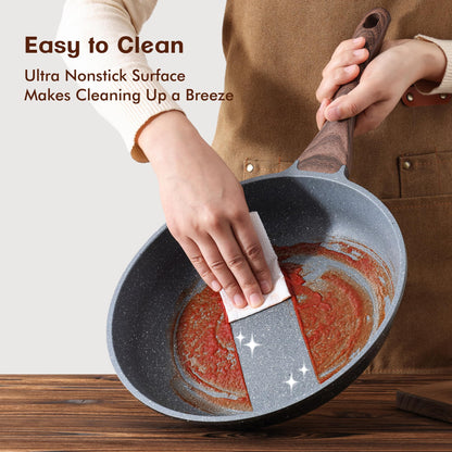 SENSARTE Nonstick Frying Pan Skillet, Swiss Granite Coating Omelette Pan, Healthy Stone Cookware Chef's Pan, PFOA Free (8/9.5/10/11/12.5 Inch) (8 Inch) 🍁 All In One Marketplace Canada
